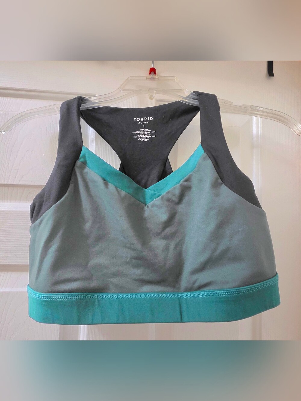 torrid Teal and Black V-Neck Racerback Sports Bra